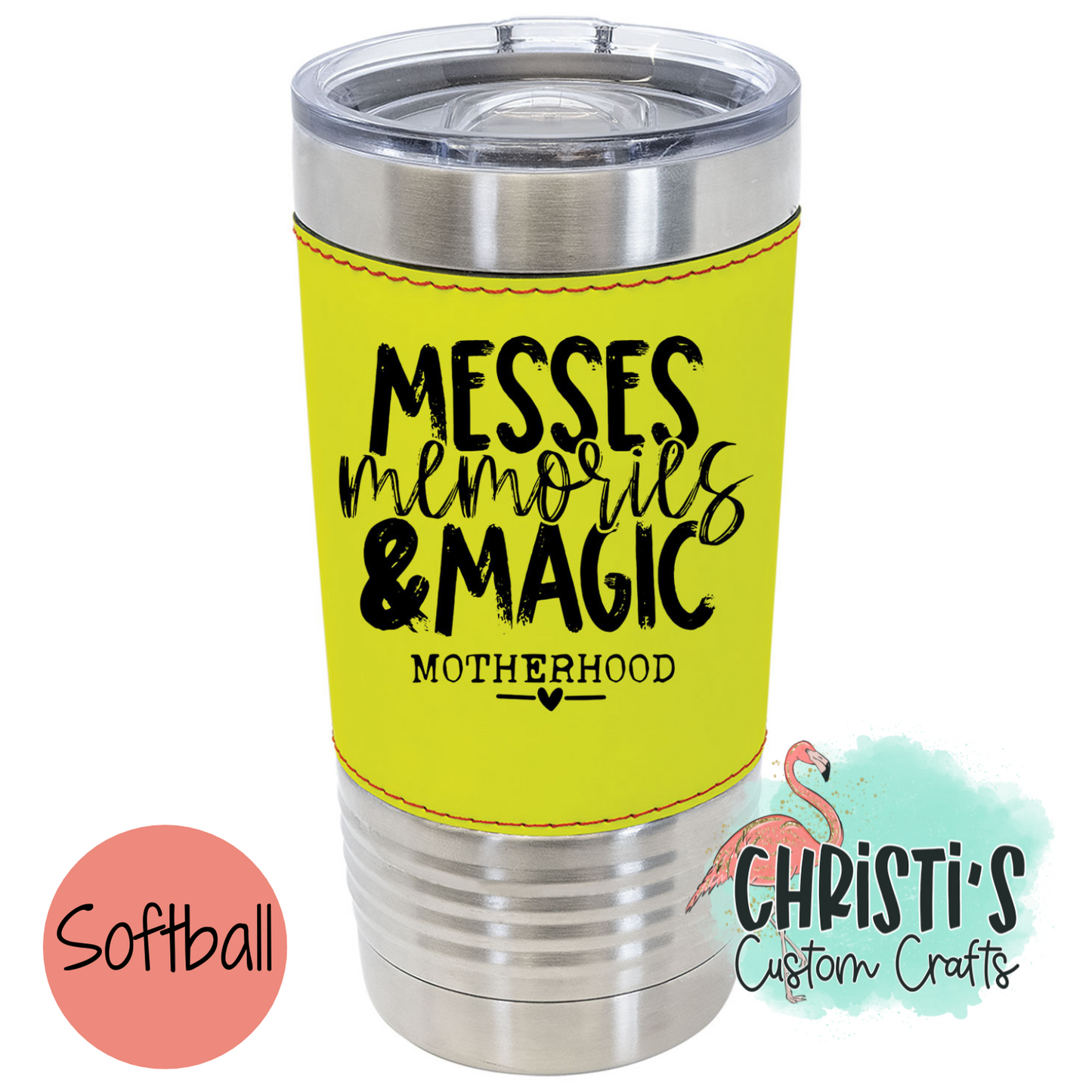 Messes Memories & Magic Sports Themed Tumbler 20oz