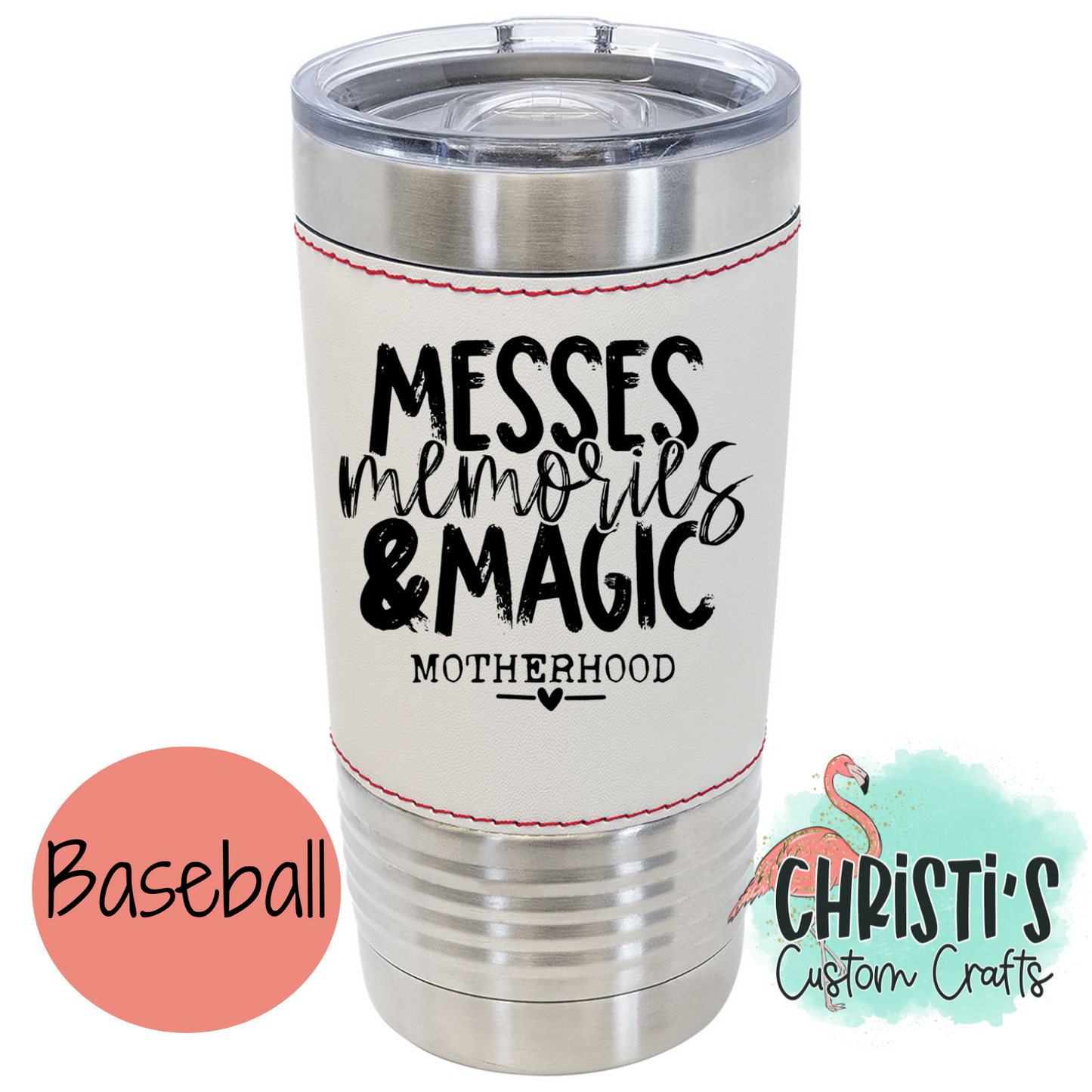 Messes Memories & Magic Sports Themed Tumbler 20oz