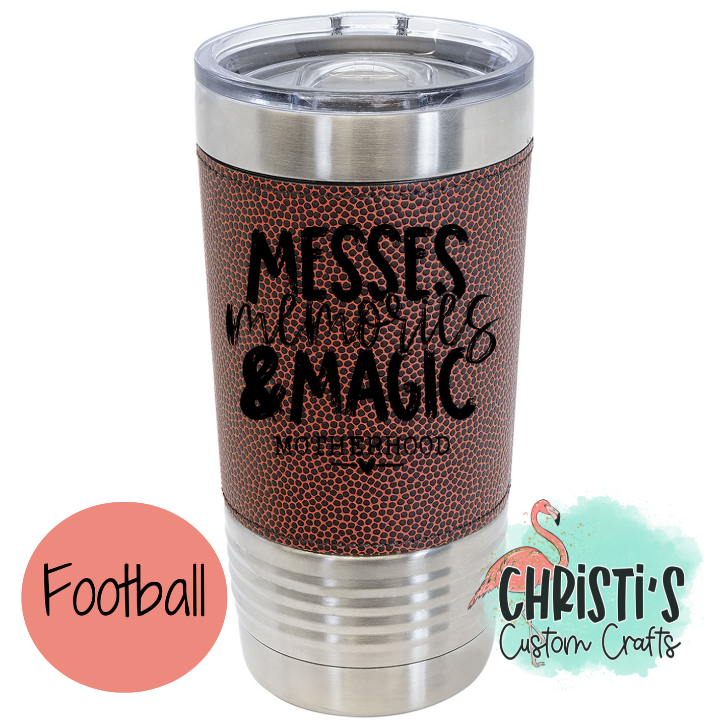 Messes Memories & Magic Sports Themed Tumbler 20oz