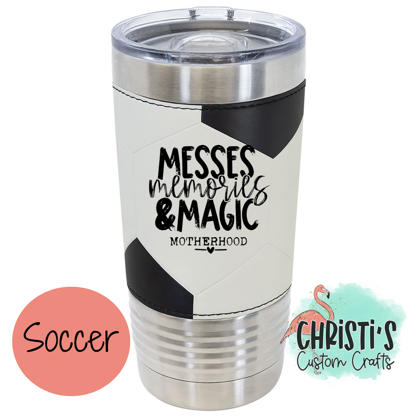 Messes Memories & Magic Sports Themed Tumbler 20oz