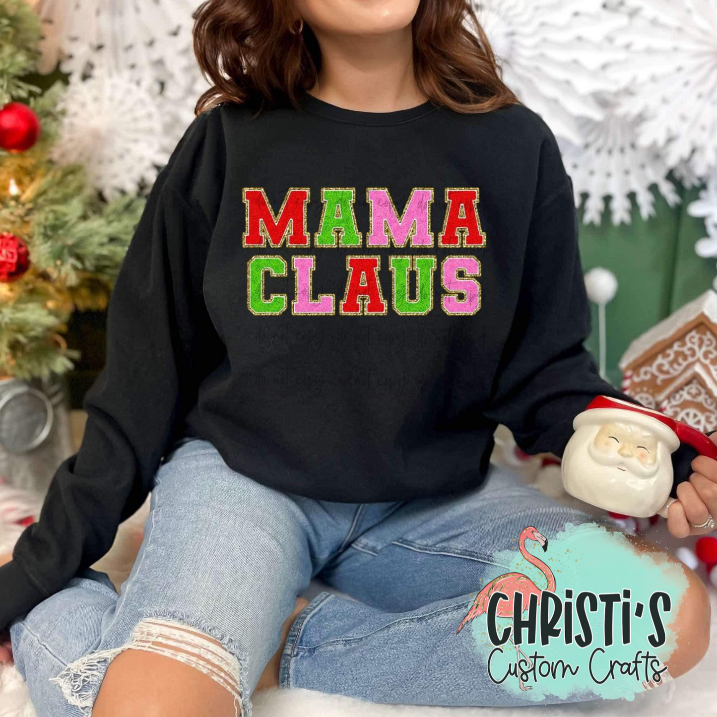 MAMA CLAUS (faux varsity patch)